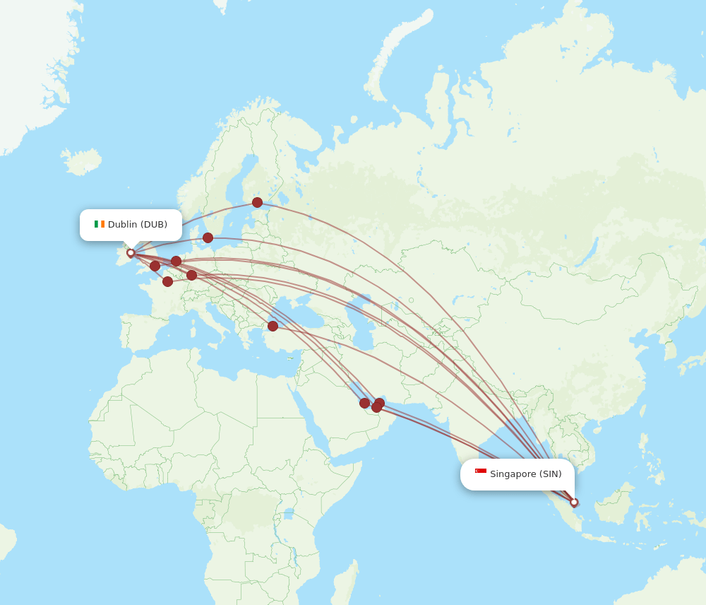 SIN-DUB flight routes