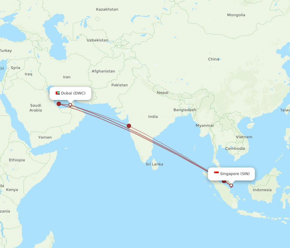 SIN-DWC flight routes