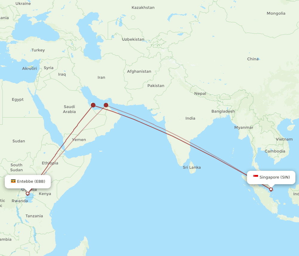SIN-EBB flight routes