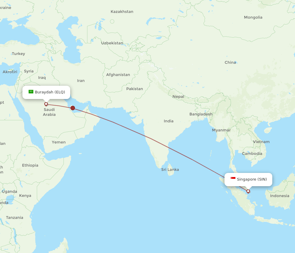 SIN-ELQ flight routes