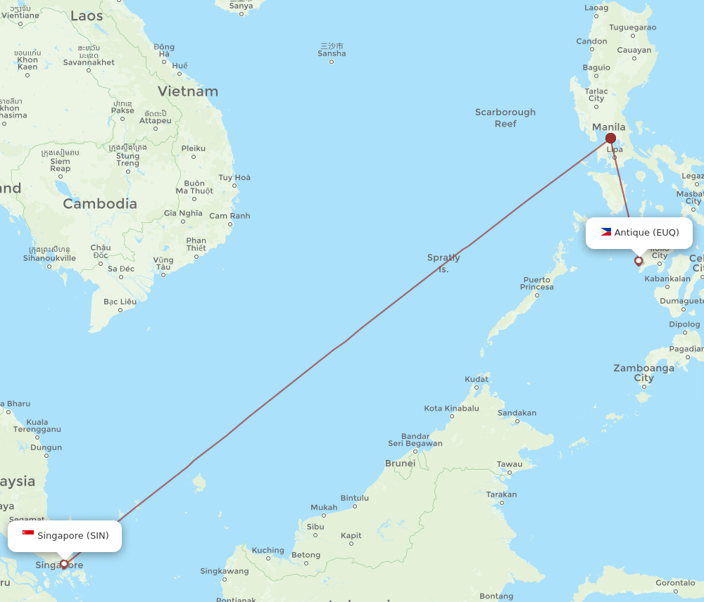 SIN-EUQ flight routes
