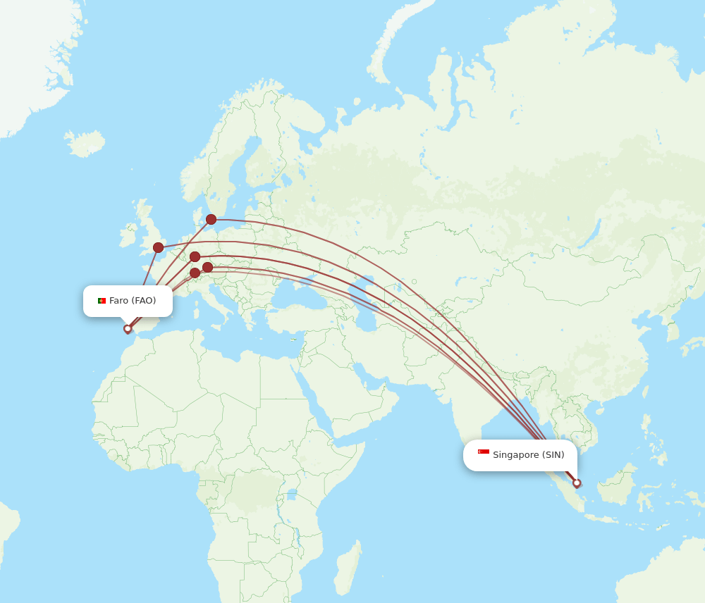 SIN-FAO flight routes