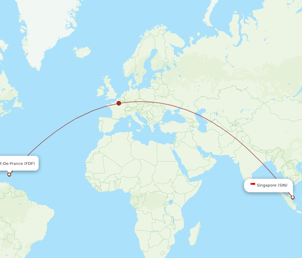 SIN-FDF flight routes