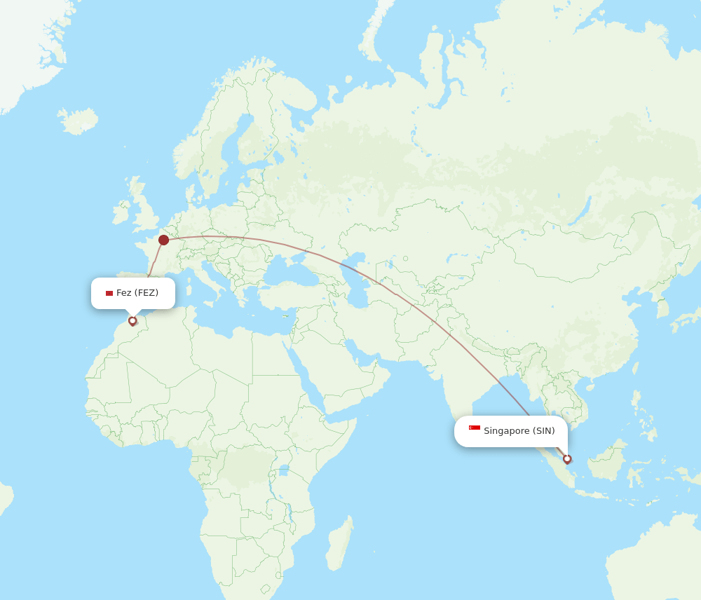 SIN-FEZ flight routes