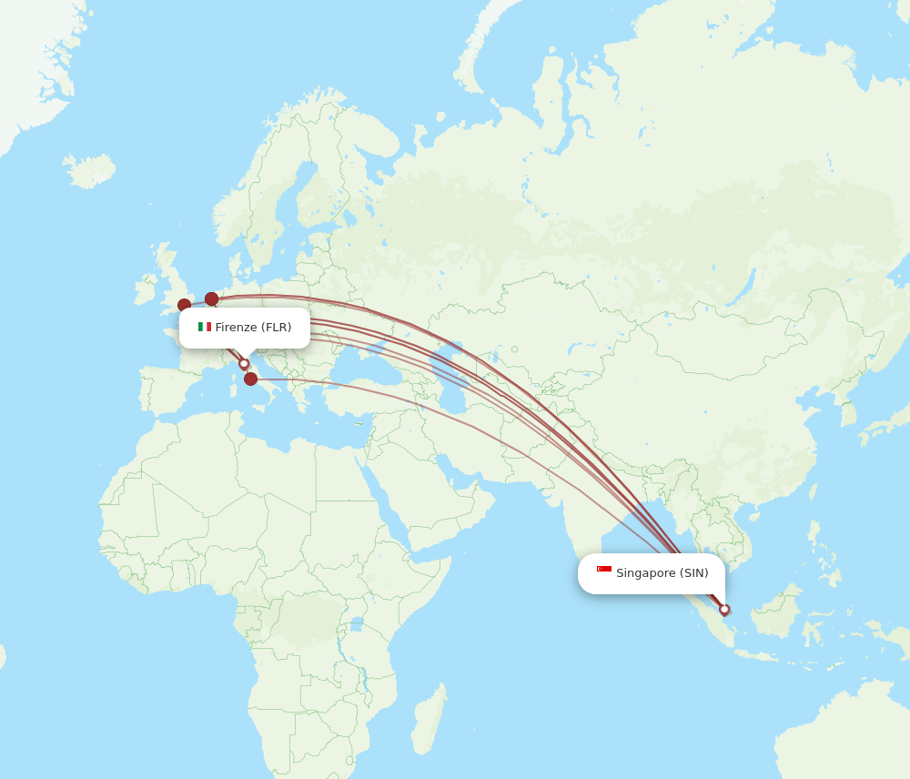 SIN-FLR flight routes