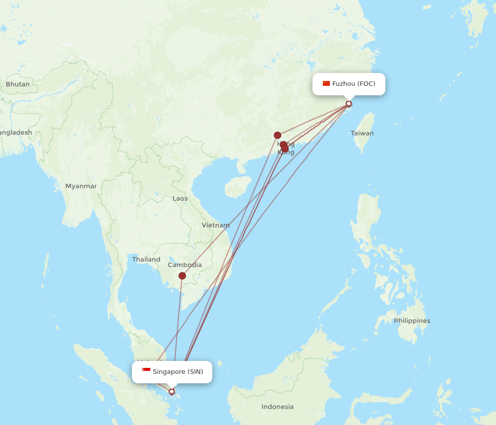 SIN-FOC flight routes
