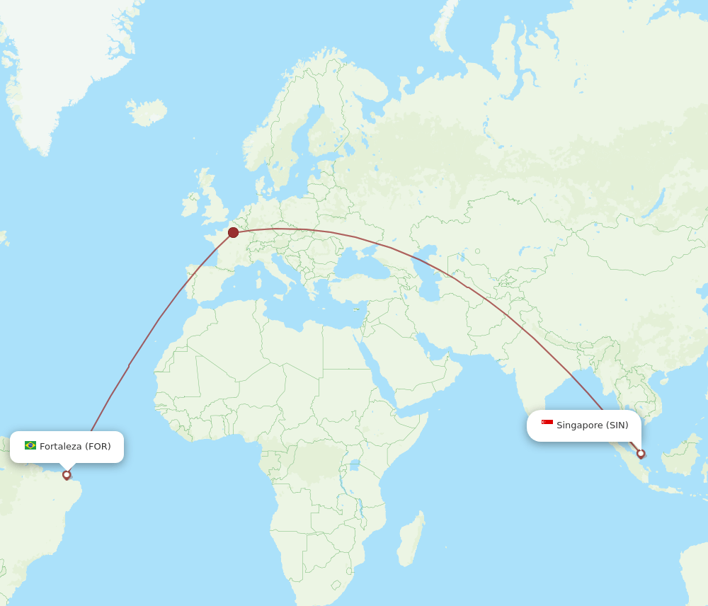 SIN to FOR flights and routes map