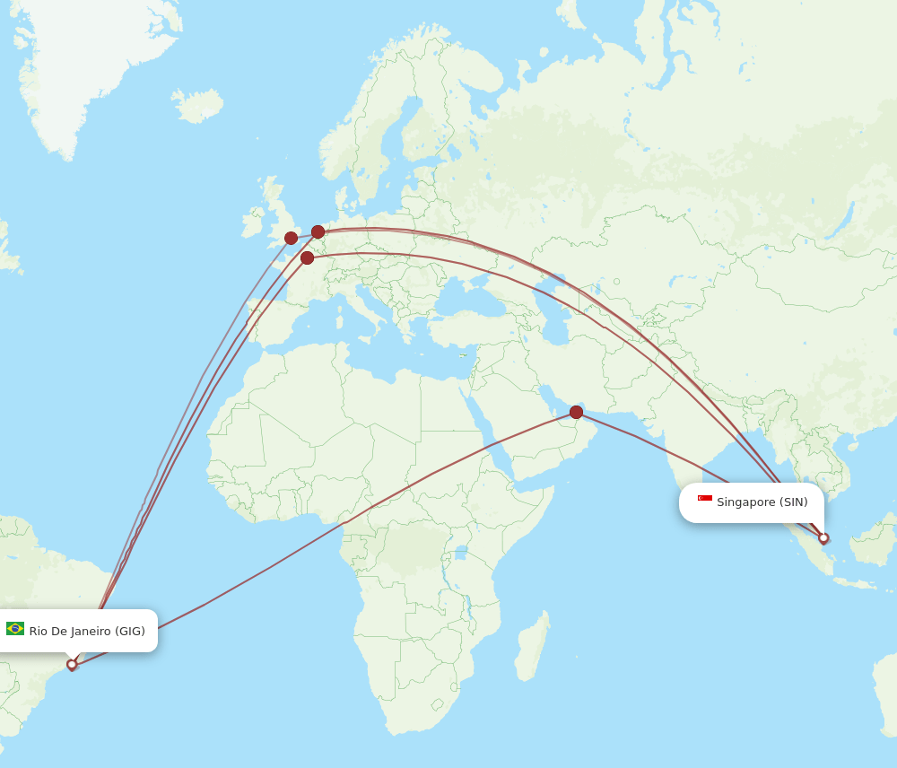 SIN-GIG flight routes