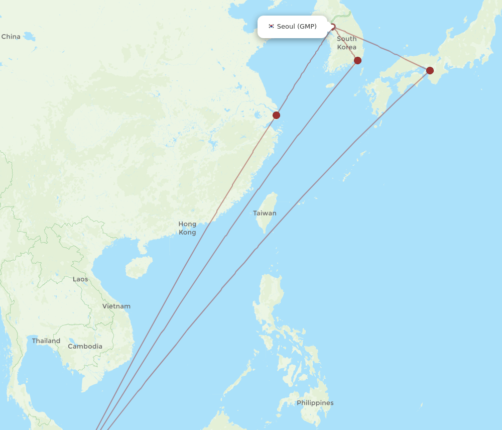 SIN to GMP flights and routes map