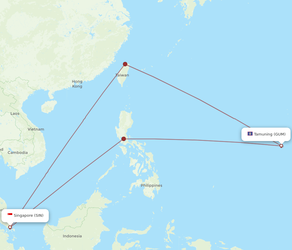 SIN-GUM flight routes