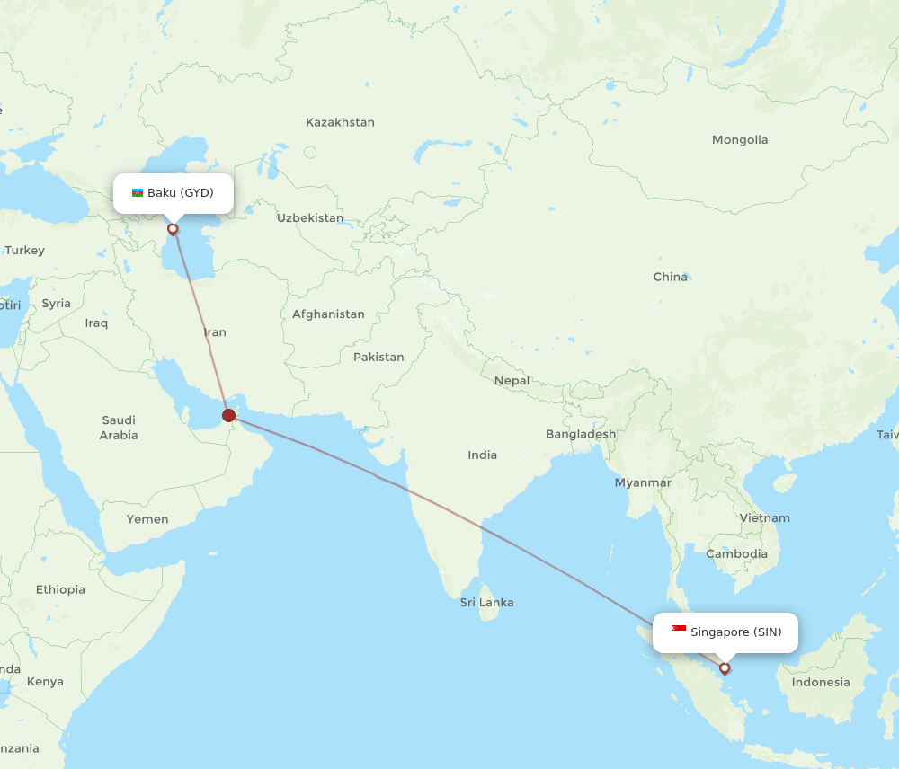 SIN-GYD flight routes