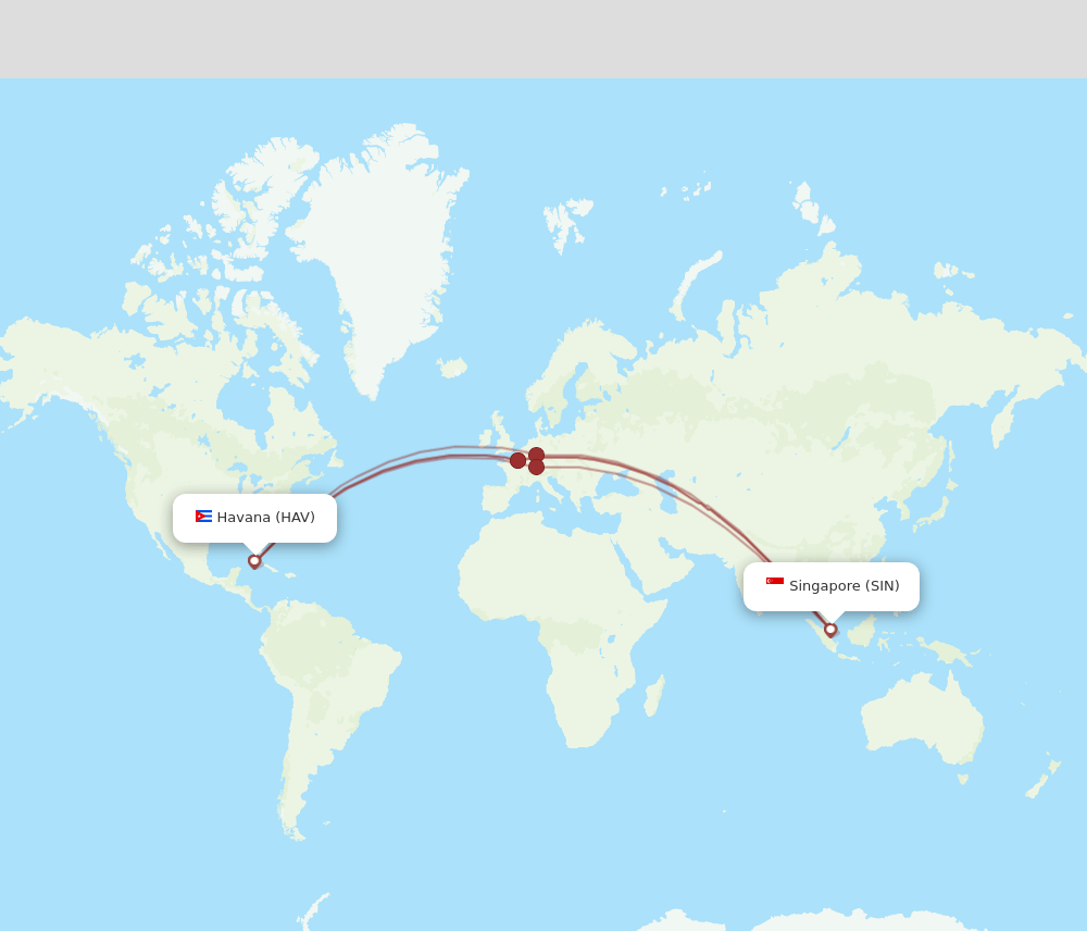 SIN to HAV flights and routes map