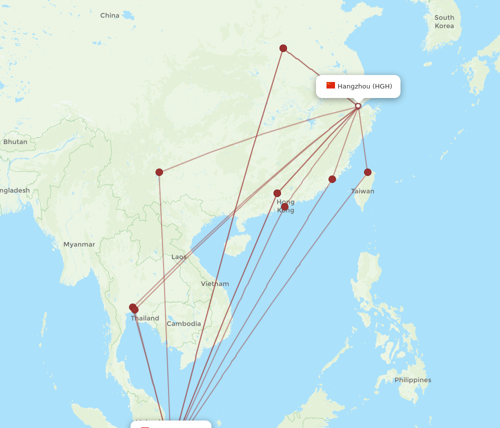 SIN to HGH flights and routes map