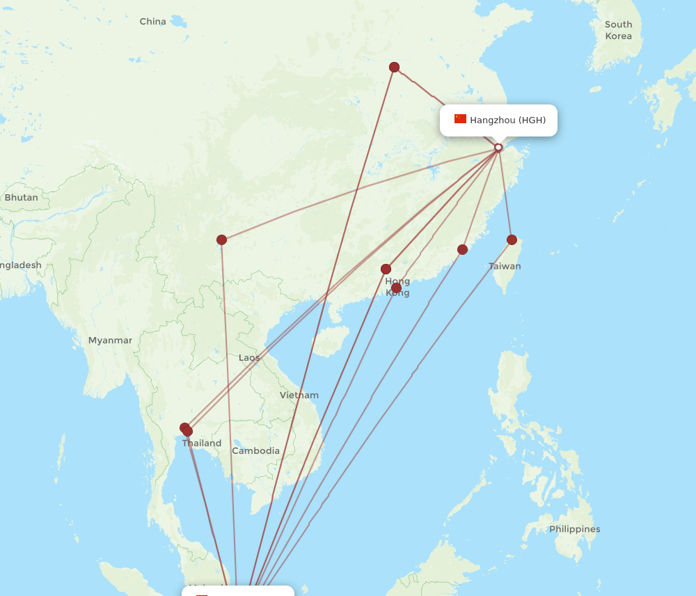 SIN-HGH flight routes