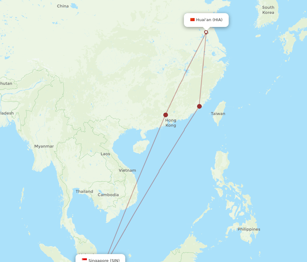 SIN-HIA flight routes