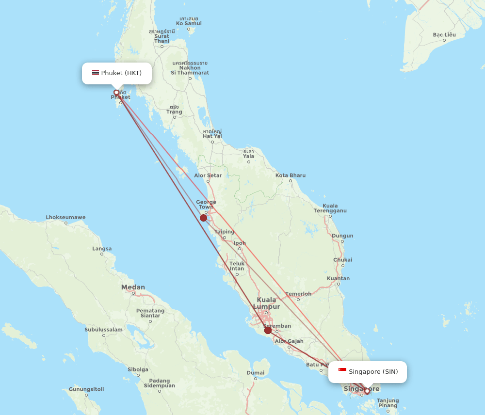 SIN to HKT flights and routes map