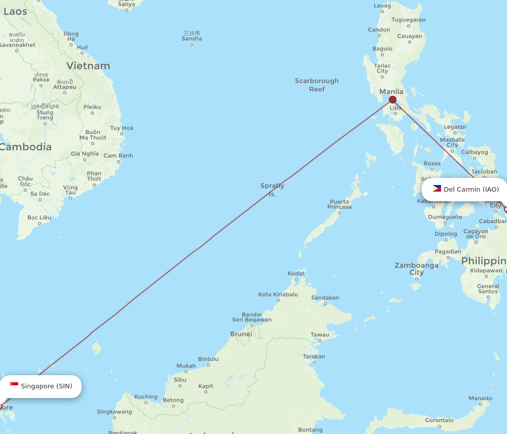 SIN to IAO flights and routes map