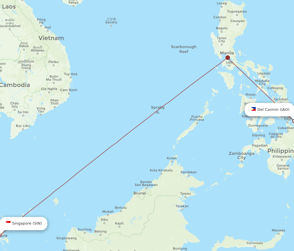 SIN-IAO flight routes
