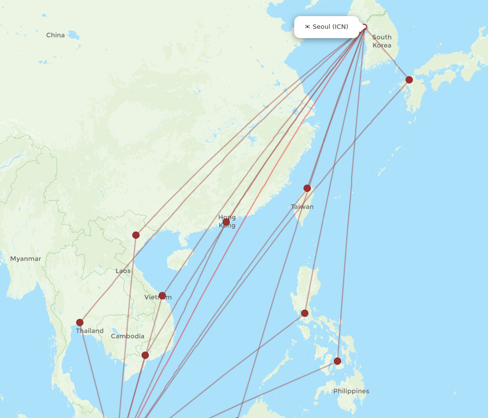 SIN-ICN flight routes