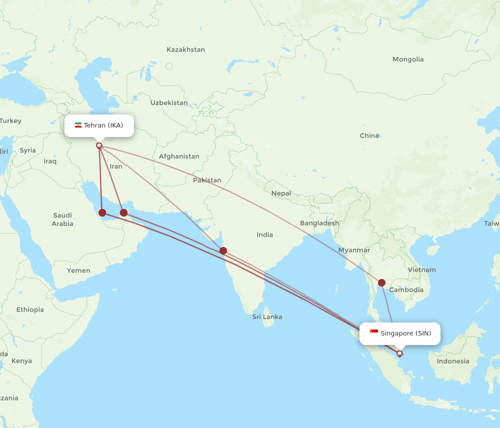SIN-IKA flight routes