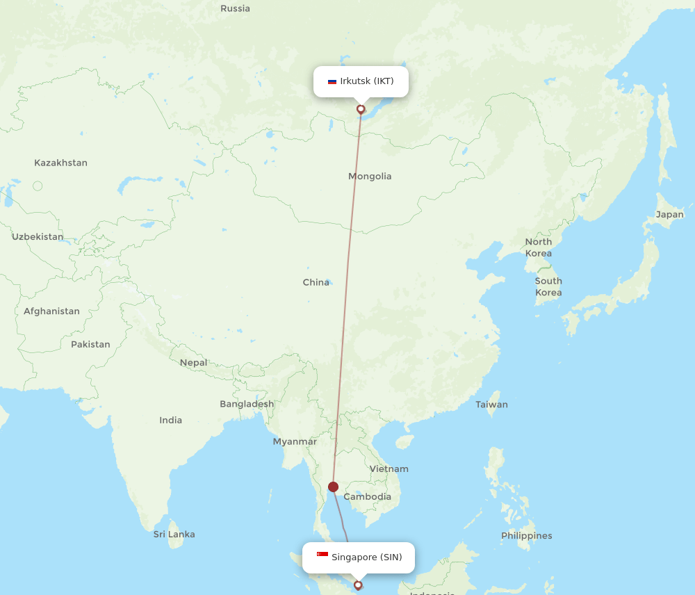 SIN-IKT flight routes