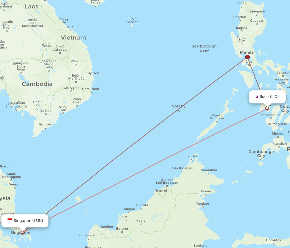 SIN-ILO flight routes