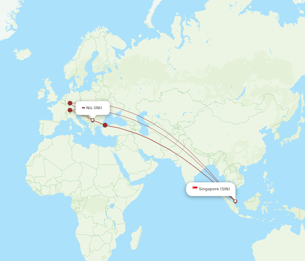SIN-INI flight routes