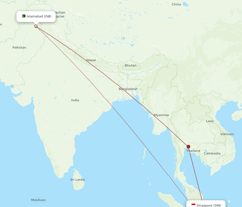 SIN-ISB flight routes