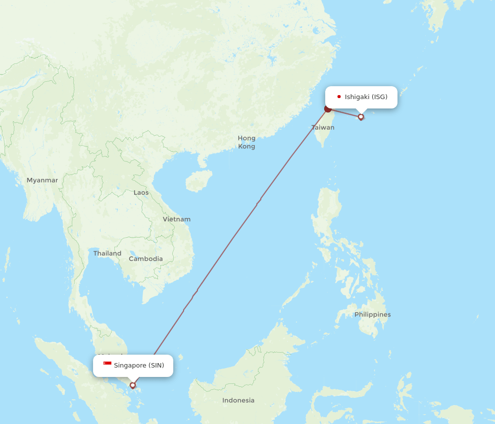 SIN-ISG flight routes