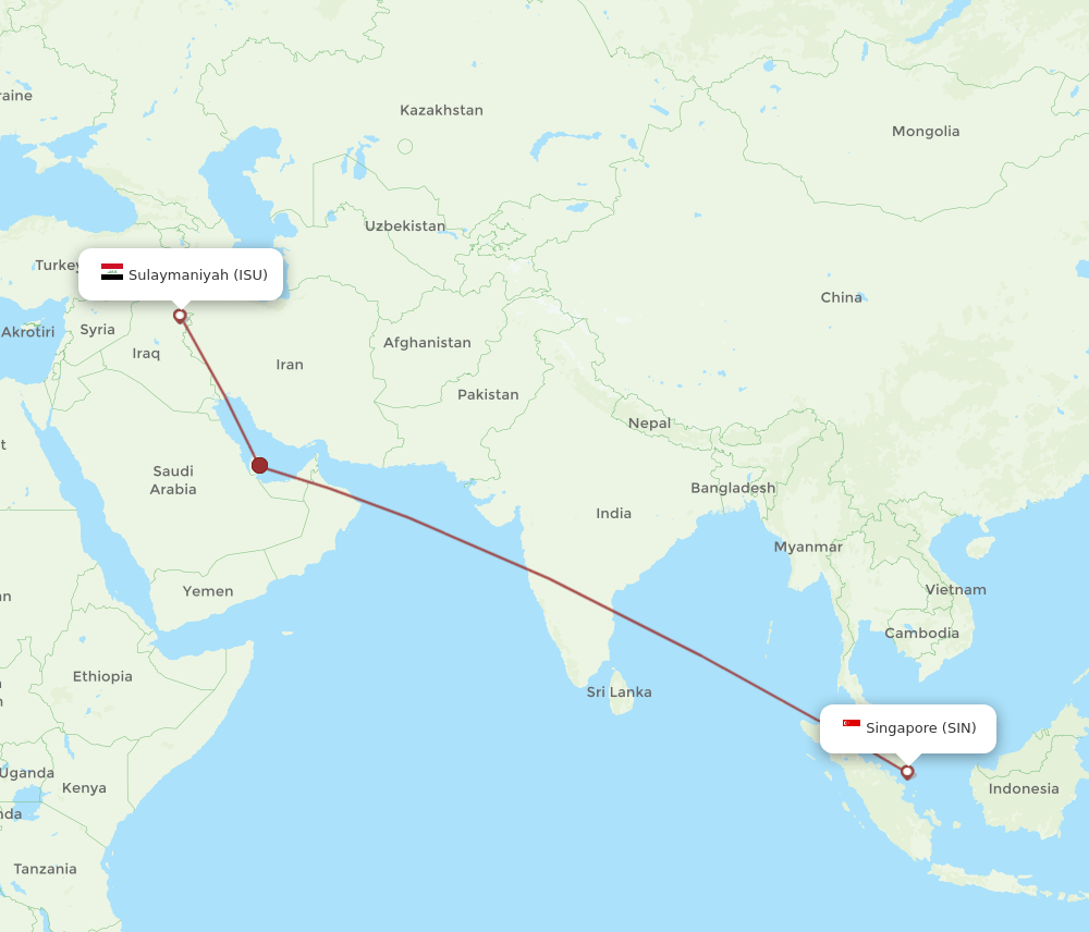 SIN-ISU flight routes