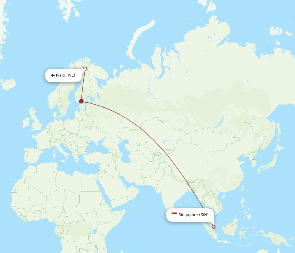 SIN-IVL flight routes