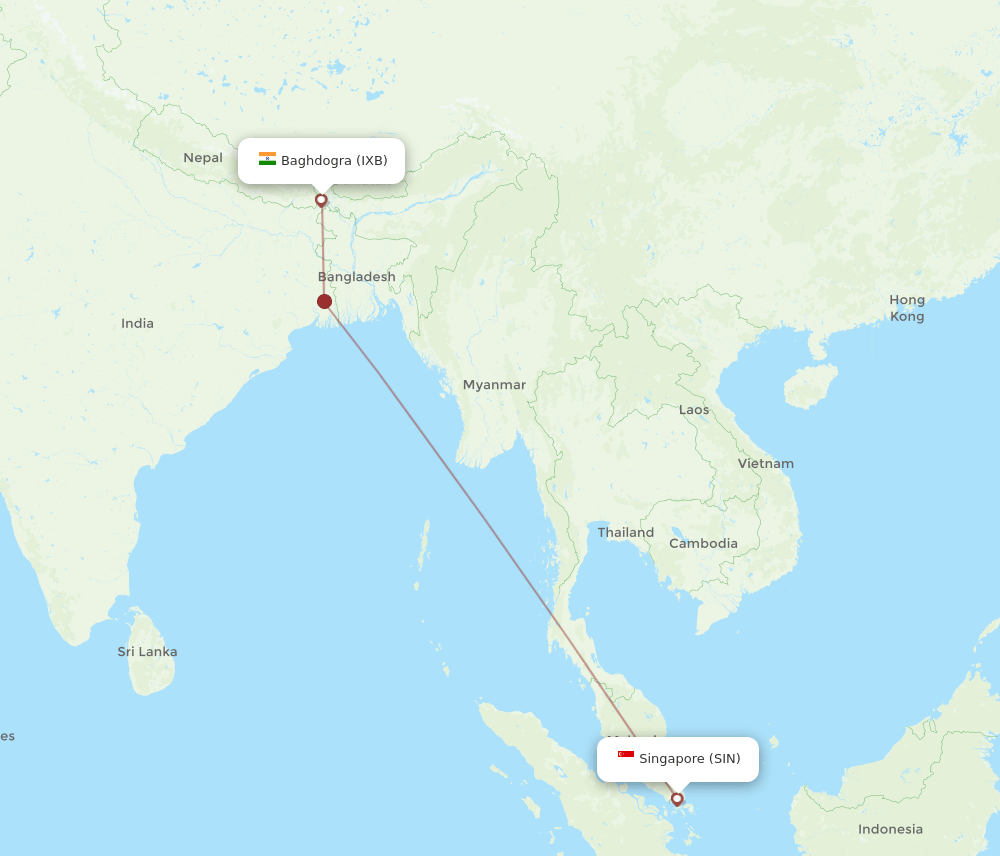 SIN-IXB flight routes