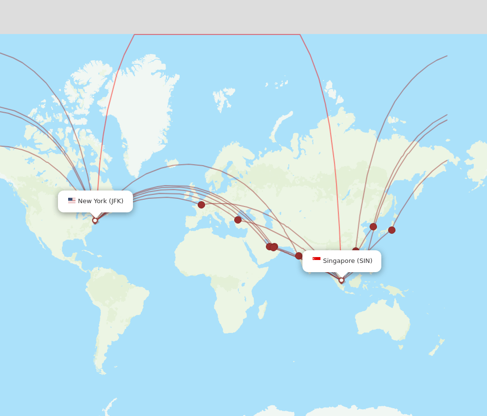SIN-JFK flight routes