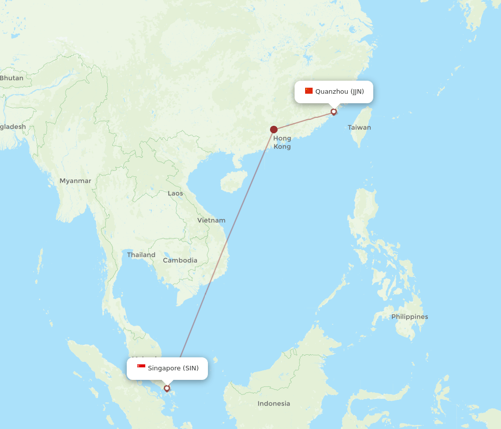 SIN-JJN flight routes