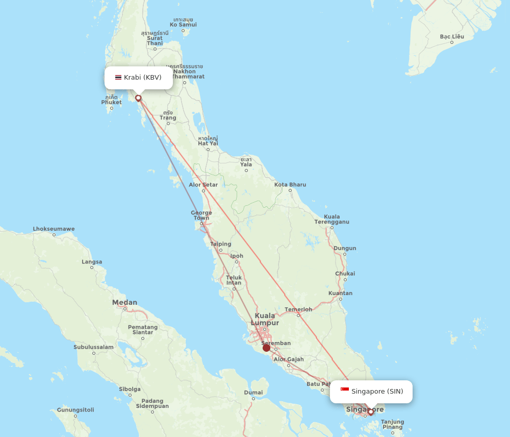 SIN-KBV flight routes