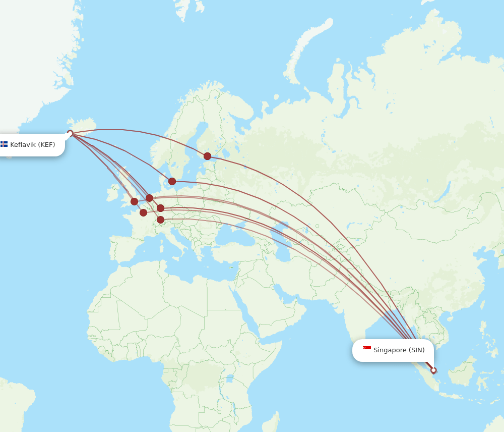 SIN-KEF flight routes