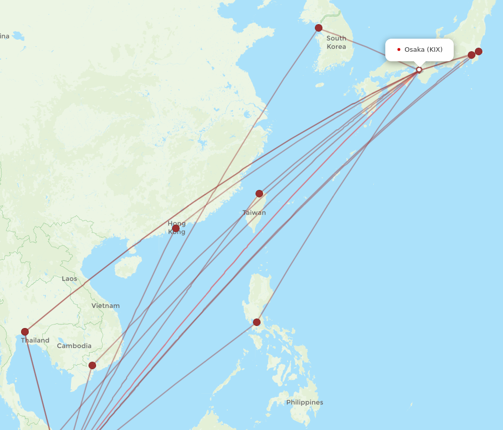 SIN to KIX flights and routes map