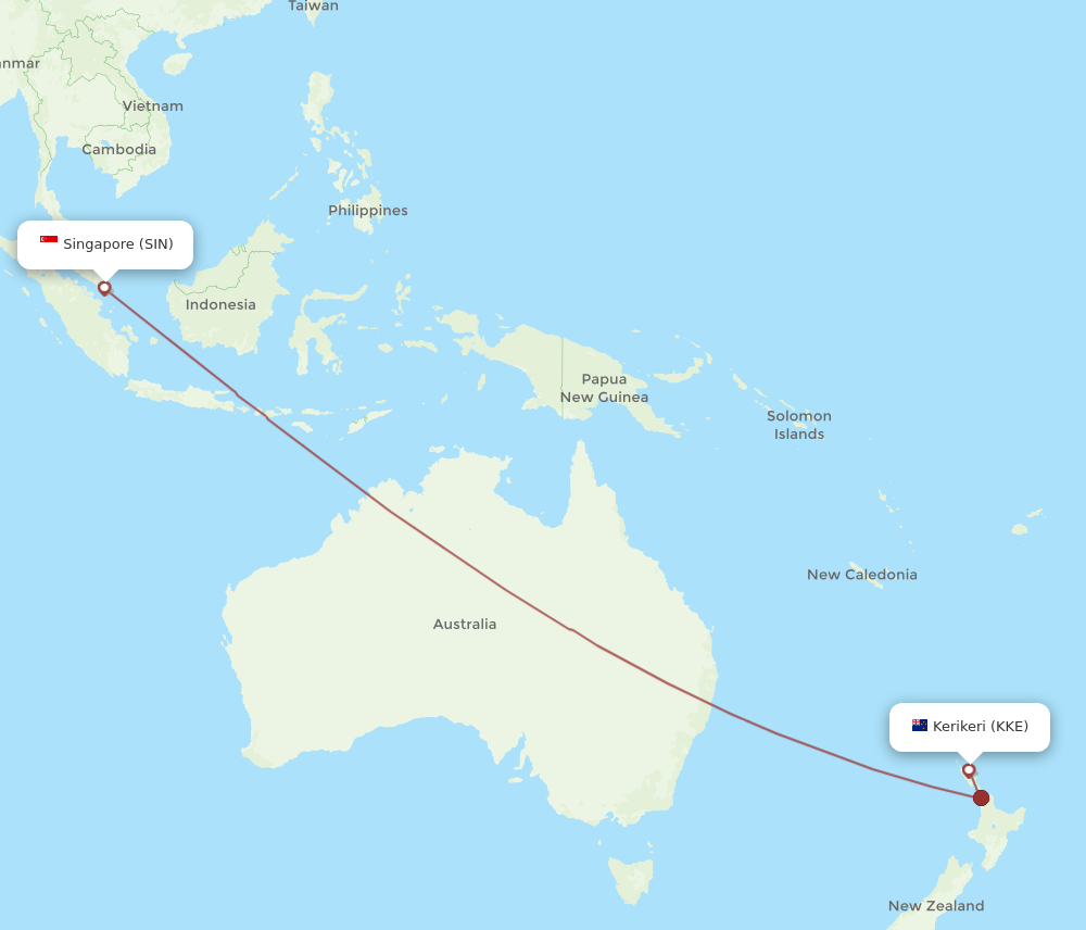 SIN to KKE flights and routes map