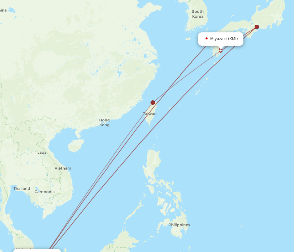 SIN-KMI flight routes