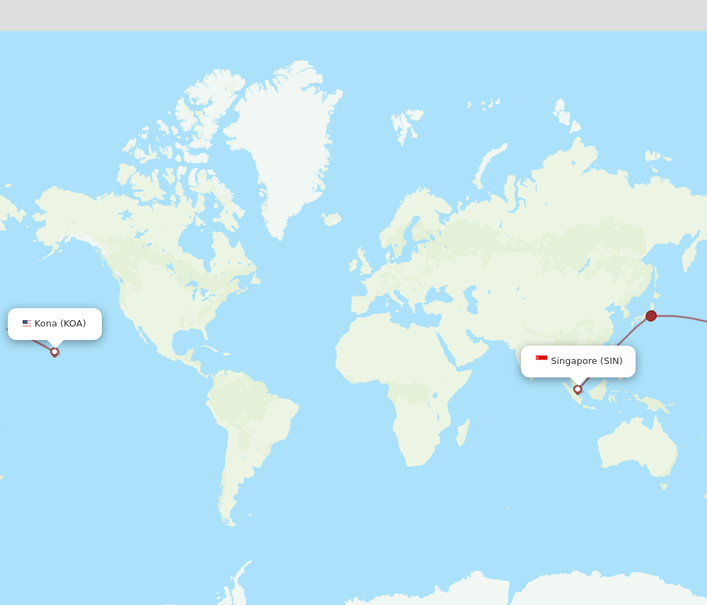 Singapore - Kailua-Kona route map and flight paths