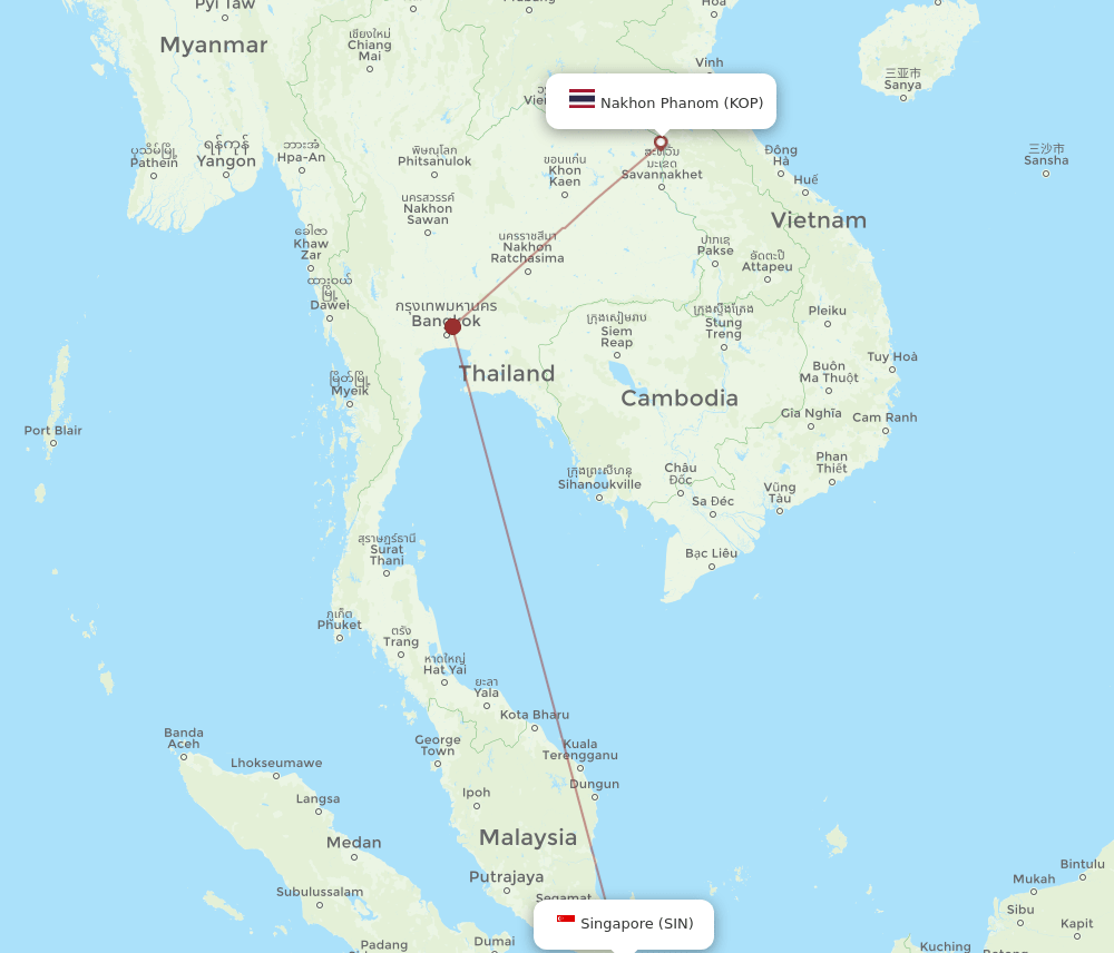SIN-KOP flight routes