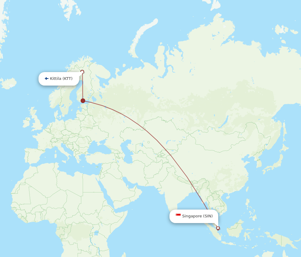 SIN-KTT flight routes
