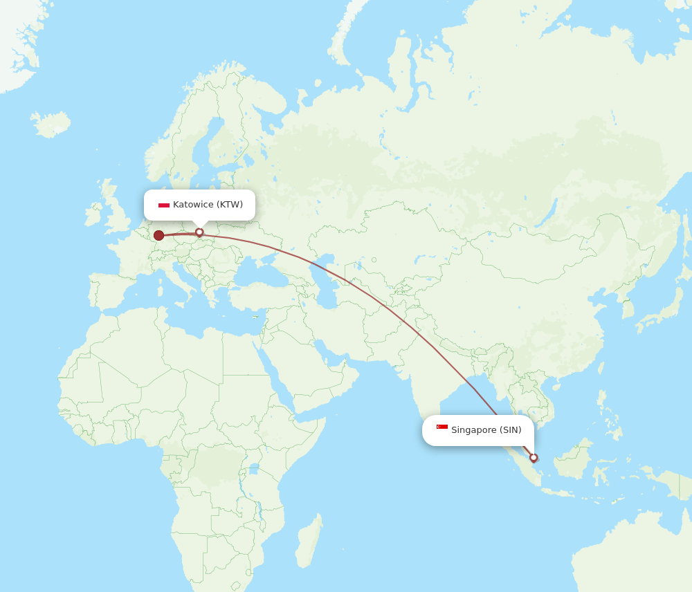 SIN-KTW flight routes