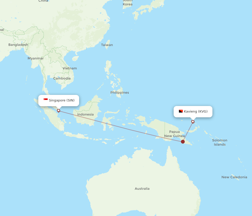 SIN-KVG flight routes