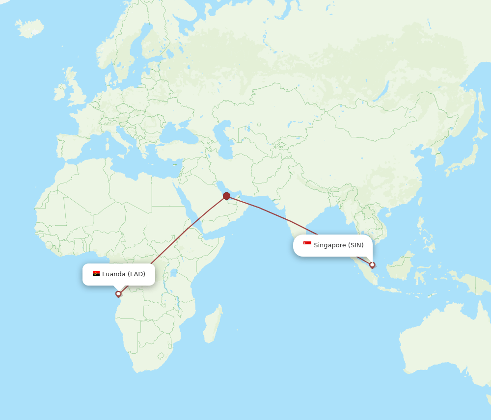 SIN-LAD flight routes