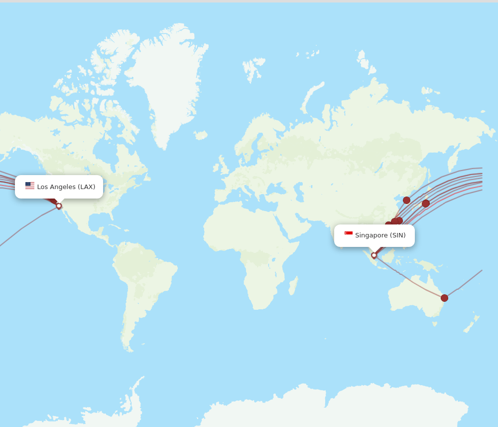 SIN-LAX flight routes