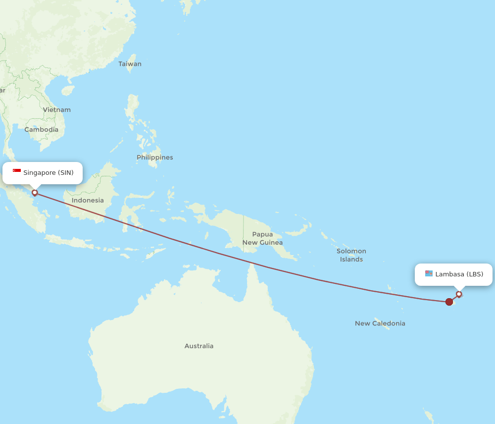 LBS to SIN flights and routes map