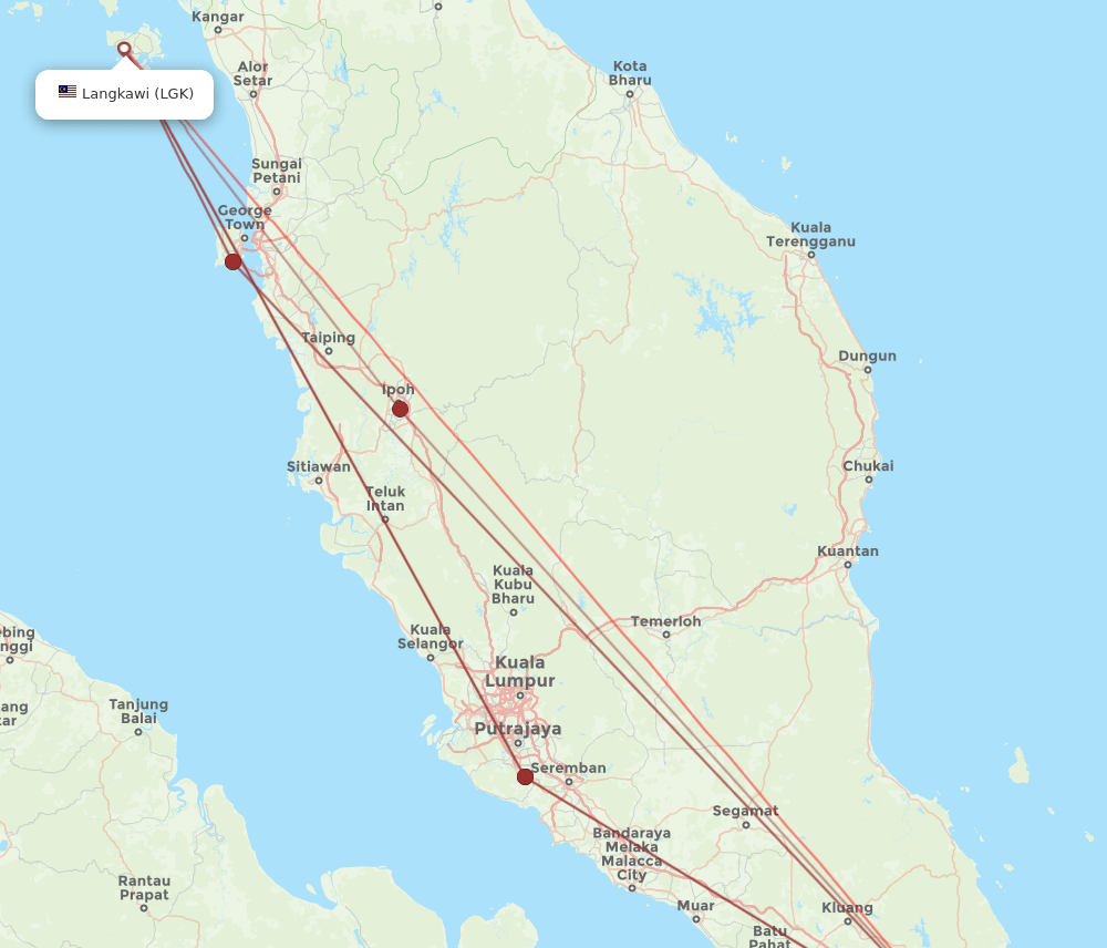 SIN-LGK flight routes