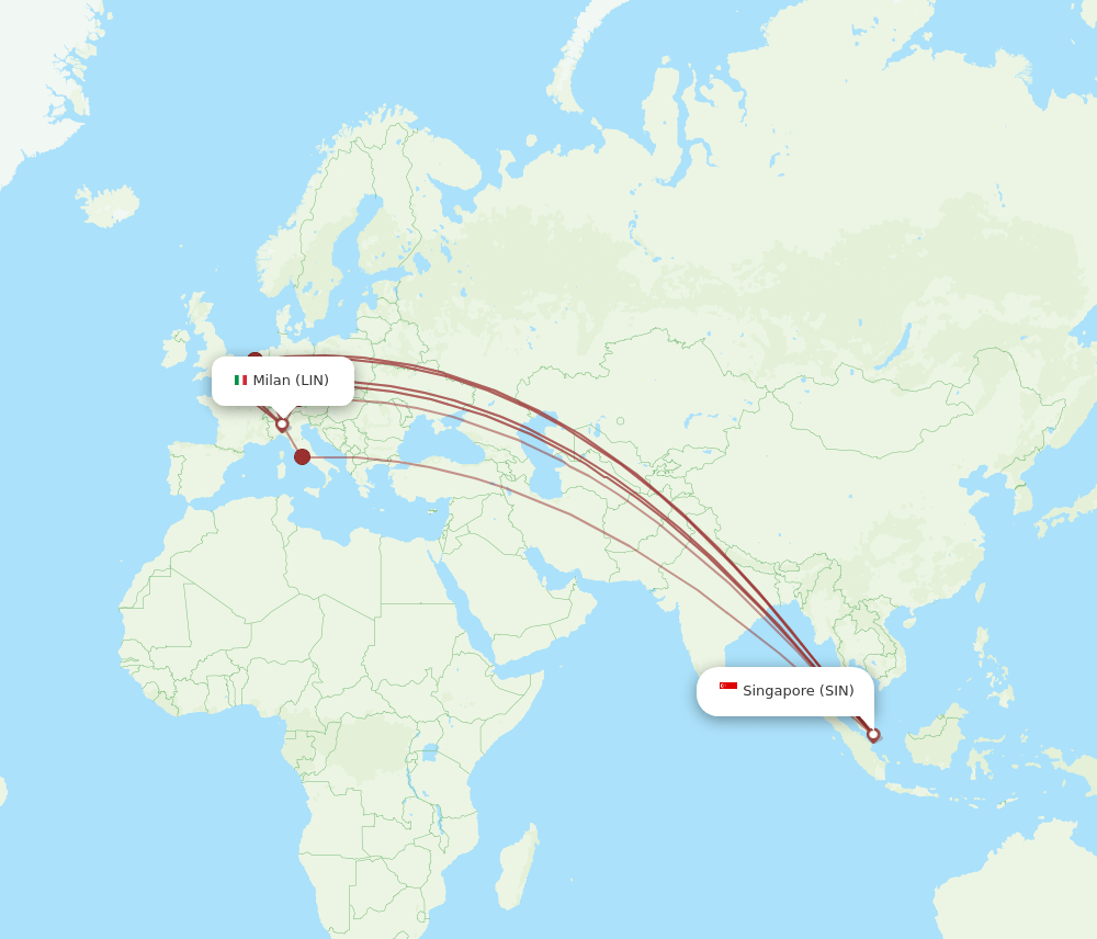 SIN-LIN flight routes