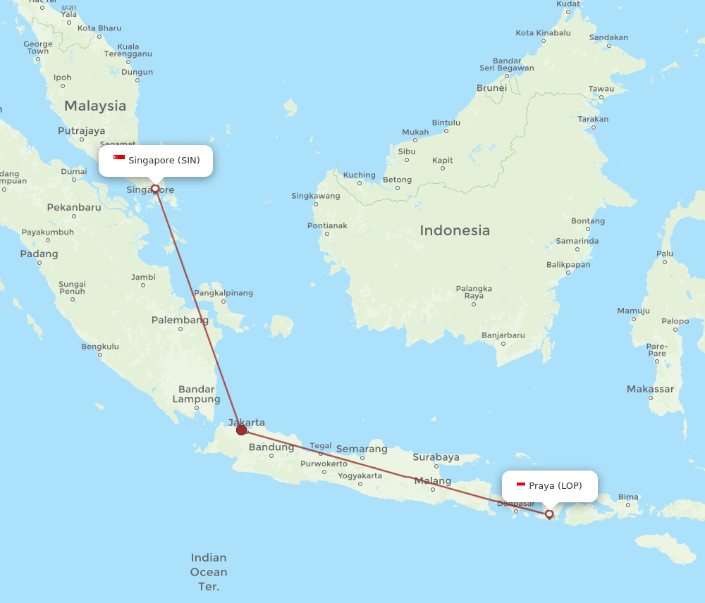 SIN-LOP flight routes